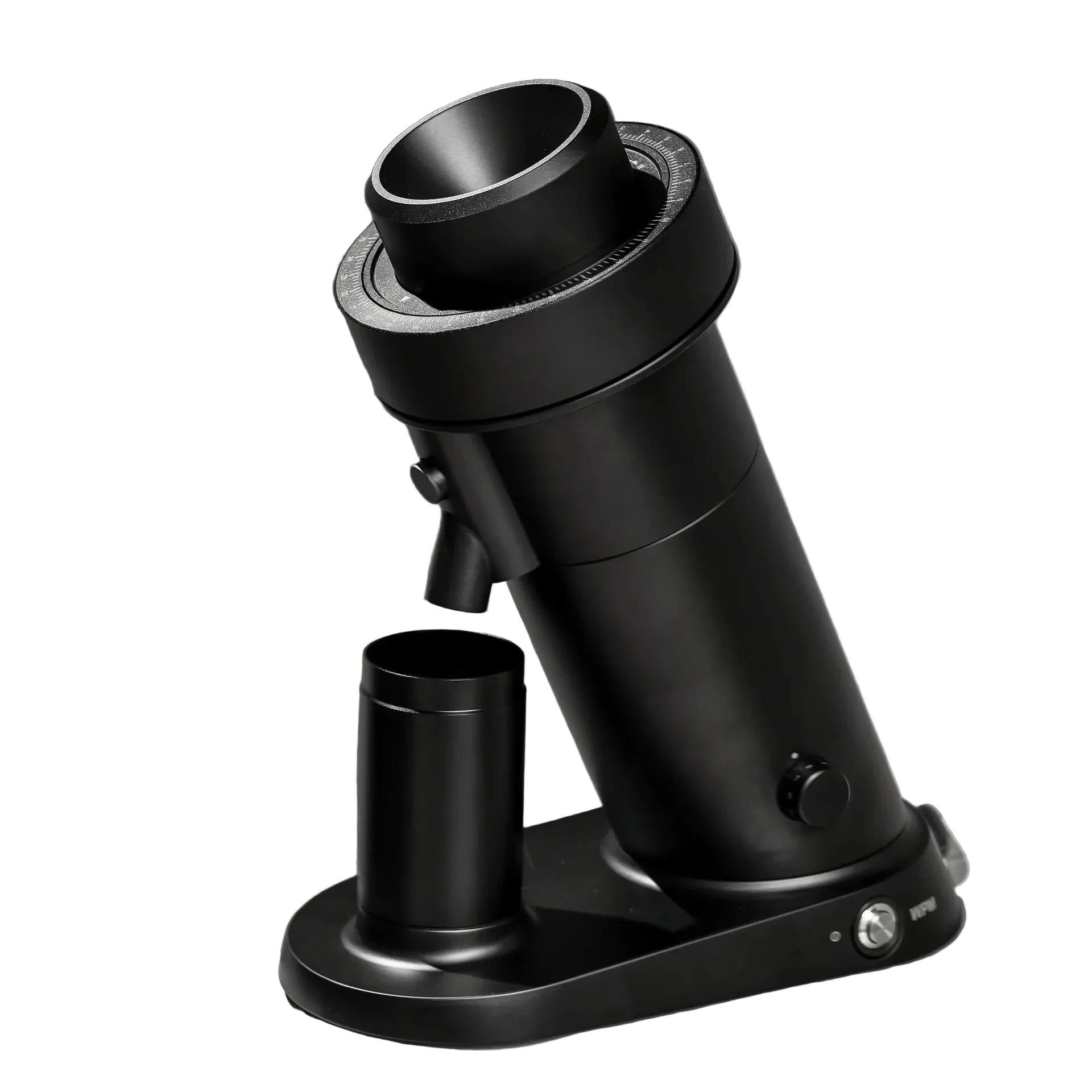WPM ZP1 Single Dose Grinder showcasing its sleek design and magnetic dosing cup for optimal grinding.